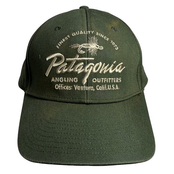 Patagonia Angling Outfitters Snapback Hat One-Size Green Logo *flaw - Picture 1 of 5